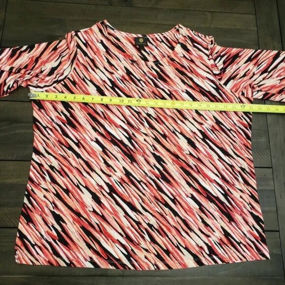 Bright Jacquard Blouse JM Collection Womens Plus Size 3X - Picture 9 of 11